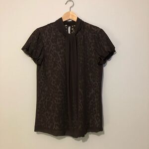 St. John SoCa Size Small Brown Animal Print Women's Blouse